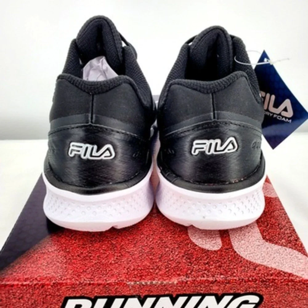 Fila Memory Core Foam Running Sneakers Womens 8.5 Black White‎ Lightweight New